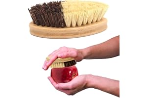 PCSFOE Brosse à Légumes en Bois de Hêtre 13,5 cm - Brosse à Pommes de Terre et Pinceau à Pâtisserie Avec Poils Naturels