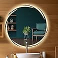 Sunsyze Round Bathroom Mirror with Light | LED Mirror with Imported Touch Sensor + Dimmer + White, Natural & Warm Light | 24x24 (Unframed, Round, Wall)