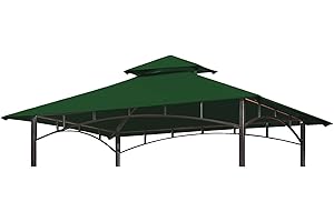 Eurmax 5FT x 8FT Double Tiered Replacement Canopy Grill BBQ Gazebo Roof Top Gazebo Replacement Canopy Roof (Forest Green)