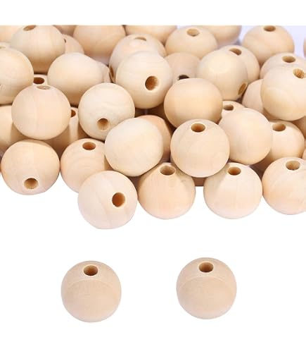 100 Pezzi Perle Rotonde in Legno, Perline Legno Naturale, Palline