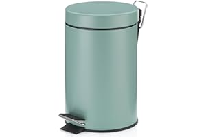 kela Seau à cosmétique vert 3l, poubelle à pédale en métal pour la salle de bain, poubelle de salle de bain avec seau intérieur et anse, MONACO, vert jade mat