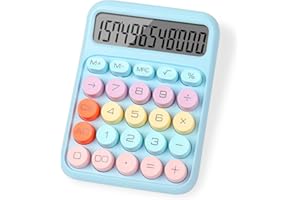 lohey Calculator, 12 Digit Cute Desk Calculator with LCD Display and Big Round Buttons, Kids Calculators Large for Office Home School Business (Blue)