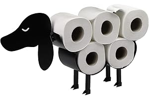 PUKKR Dog Shaped Toilet Paper Roll Holder – Free Standing Metal Toilet Paper Stand, Holds 7 Rolls | Novelty Accessory | M&W
