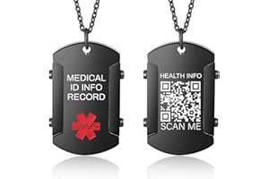 Theluckytag Medizinische Notfall-Halskette für Männer und Frauen – Edelstahl-ID-Halskette mit graviertem QR-Code – benutzerdefinierte Online-Notfallinformationen mit mehr Platz