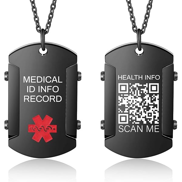 Bling Jewelry Medizinische ID-Halskette Aus Edelstahl – Personalisierbar Mit Gravur, 20 Zoll, Für Männer & Frauen