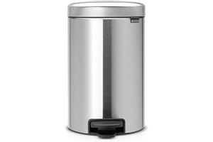 Brabantia NewIcon Treteimer sanft schließend, Kunststoff-Inneneimer, Matt Steel Fingerprint Proof, 12 Liter