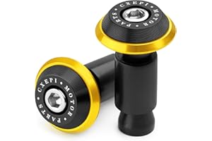 CXEPI Ø22mm (7/8") Contrappesi per manubrio,Set Moto Manubrio Blocco Manopole Tappo Alluminio universali Tappi Manubrio Mtb Bici,Oro