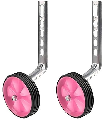 Kids Bike Stabilisers Mounted Kit, 1 Pair Pink Bicycle Mute