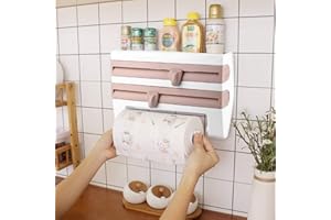 LIYEEHAO Dispensador de película conservante, botella de salsa, estante de almacenamiento, toallero de papel, cocina para hotel para baño en casa(Khaki)