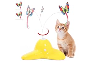 Pawsayes Jouets interactifs pour Chats, Jeux d'intérieur et Exercices pour Chats, tournent automatiquement à 360 degrés avec 2 Charges, Papillons Qui Brillent la Nuit