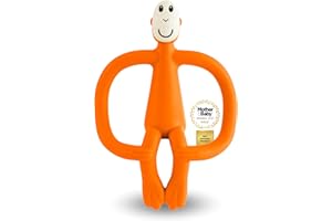 Matchstick Monkey - Beißring Affe Original - Baby Zahnungshilfe - weiche Noppen massieren wundes Zahnfleisch - Silikon BPA-frei - Greifling für Zahnen - ab 3 Monaten - orange