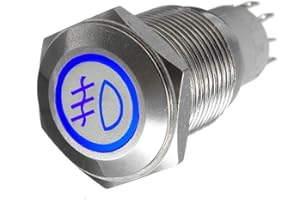 Mintice™ 12 V samochód niebieski LED światło przeciwmgielne przycisk metalowy przełącznik przełączający 16 mm