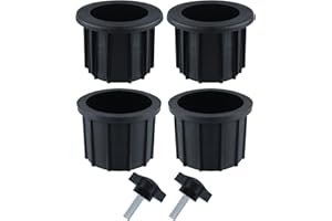 LUTER 2 Juegos (6 pez.) Accesorios de Soporte de Paraguas, 4 pez. Anillo de Orificio para Paraguas y 2 Tornillos de Perilla de Mano, Soporte Pie de Sombrilla para Mesa de Patio (Negro)