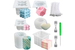 NICAVKIT Lot de 6 moules à bougies en silicone 3D DIY - Bougie Fabrication Moule - Moules en silicone pour décorer la maison, les bougies parfumées, le savon