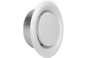 VENTILAND Difusor de ventilacion | Difusor aire acondicionado | Valvula de Techo o Pared para cocina, baño | Rejilla de Ventilación redonda ajustable en Chapa Acero | Boca de extracción (Extracción, ø125mm)