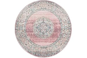 ‎THE CARPET the carpet Palma - vielseitiger Indoor- & Outdoor-Teppich, modernes Design, Wohnzimmer, wetterfest & UV-beständig, langlebig und pflegeleicht, Balkon, Wintergarten, Rosa, 120 cm Rund