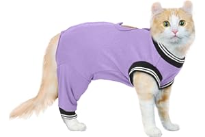 PUMYPOREITY Op Body dla kota, body dla kota po operacji, ochrona przed wyciekiem, ochrona przed wyciekiem, ochrona tylnych nóg, kota, ochrona na tylne nogi, kot (liliowe, XL)