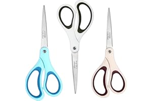 LIVINGO Scheren-Set, scharfe Klingen zum Schneiden von Papier und Stoff, für Büro, Schule, Zuhause, Schreibwaren, Nähen, Basteln, Schneidern, mit Titanbeschichtung und weichen Gummigriffen für Komfort