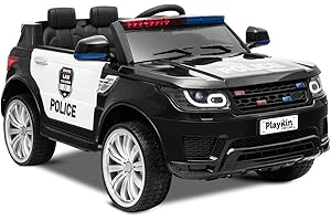 Playkin COP CAR - Coche de policia de bateria 12V niños 3-8 años con luces, sonidos, mando juguetes infantiles coches de bateria