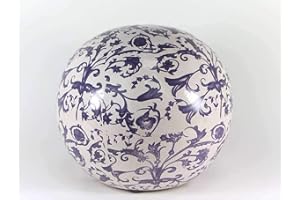 linoows Rosenkugel, Landhaus Gartenkugel mit Barockmuster in Blau 18 cm.