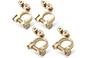 FANXAOLNES 4 Stück Auto Batterieklemmen 12V 24V Aus Kupfer, Plus Minus Polklemmen Mit Schrauben Für Autobatterie LKW Boot Wohnmobil Traktor Generator, Anschlussklemmen Für Rundpol Kegelpol Batterie