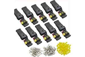 DONJON 10 Kits Auto Impermeabile Connettore, 3pin connettori per cavi automobilistici, Connettori Elettrici,Terminale Spina Connettore per auto, moto, camion, barca