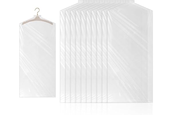 10 stycken klädpåsar i plast (60 x 150 cm)