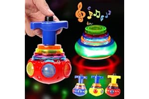CJBIN Light Up Spinning Top Toys, 4 Pcs Gyroscope Toy, Flashing Spinning Toys with Lights and Music for Kids Toddlers Toys Boy & Girl Gift (Random Color)