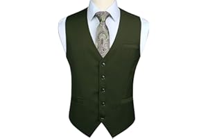 HISDERN Chaleco formal de fiesta de boda para hombres Chaleco de algodón de color solido