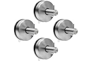 Zaxiva 4 Ganchos Ventosa 304 Acero Inoxidable Extra Fuerte, Colgador Toalla Baño Sin Perforar, Fáciles de Instalar, con Ventosa de Succión Potente, Ideal Para Accesorios de Baño y Cocina en el Hogar