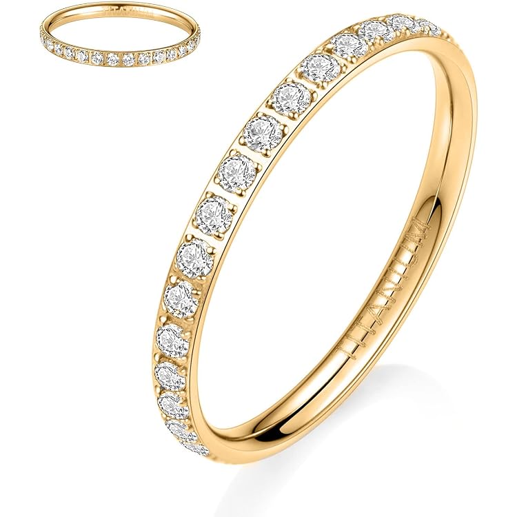 3mm Rose Gold Titanium Engagement Ring With Cubic Zirconia – Eternity Wedding Band For Men