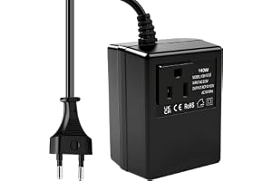 Wattive Spänningsomvandlare Transformator 220 V till 110 V 200 W nätadapter, strömomvandlare, reseströmadapter, transformator EU till US, spänningsomvandlare EU-kontakt