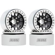 INJORA 4PCS 1.9″ Black Aluminum Beadlock Wheel Rims for RC Crawler with cap - La Folie Du R.C