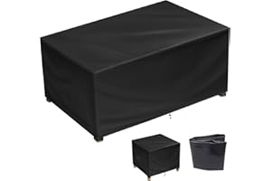 PVPQPR Garden Furniture Covers Waterproof 170x150x75cm(LxWxH) Rectangular Garden Outdoor Table Cover,Heavy Duty 600D Oxford PU Coating for Furniture Sets patio set covers Black