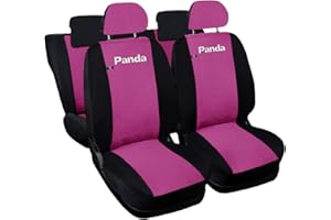 Lupex Shop Copri-sedili Auto Compatibili Panda Seconda Serie (mod.169) Versione 50e50 | Fucsia Nero | Set Copri-Sedile Anteriori e Posteriori | Logo Ricamato | Airbag Compatibile | Accessori Auto