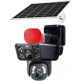 Gecbly RX-35 AI 4G g&uuml;venlik kamerası, 6 megapiksel &ccedil;ift lens, hareket algılama, 4G SIM kart ve g&uuml;neş paneli uyumluluğu