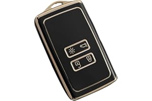 Misuyue TPU Car Key Fob Cover Compatible with Renault Fluence Duster Dacia Twingo Talisman Megane Kadjar C-lio Kangoo Captur Espace, 4 Button Remote Car Key Protection Case for Dacia Sandaro(Black)