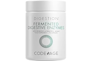 Codeage Fermented Digestive Enzymes Supplement - Probiotics, Prebiotics, Vitamins - Stomach & Food Enzyme - Amylase, Lipase, Lactase - Plant Based, Vegan, Non-GMO - 3 Months Supply - 90 Capsules