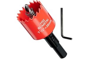 GarHWAL HSS M42 - Sega a tazza 38 mm, con adattatore e trapano di centraggio, ideale per legno, plastica, cartongesso, compensato e metalli, profondità di taglio fino a 25 mm