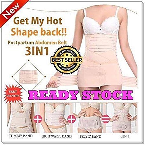 Premium Modern Bengkung 3pcs in 1 Set Body Shaper Waist Trimmer Postpartum Belt (2XL)