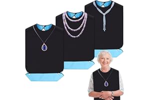 WenYa 3 Pack Adult Bibs for Elderly Washable, Feeding Adult Bib with Crumb Catcher Waterproof Clothing Protectors for Adult Elderly and Disabled