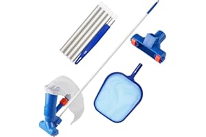 RXXR Przenośny odkurzacz do basenu, podbierak, odkurzacz basenowy, z 5-częściowym drążkiem, do czyszczenia liści i cieni