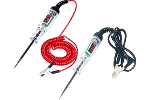 SELLINER 2Pcs Car Electric Circuit Tester,3-48V DC Battery Testers with Digital LCD Display, Auto Voltage Continuity Tester with Extended Spring Wire for Car,SUV,RV,Truck,Lawn Mower,Power Tool