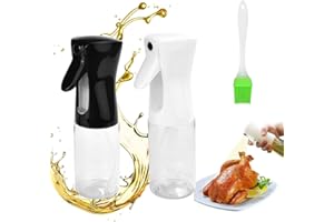 LANSKYLAN 2 Stück Ölsprüher Flasche Ölspray Olivenöl Spray 200ml Öl Sprayer Ölspender zum Kochen Essigsprüher Kochspray mit Silikonbürsten Öl sprühflasche mit luftdruck für die Küche Grillen Salat BBQ