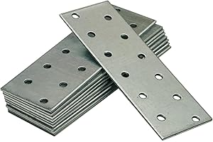 OMIDEAS 10 x Piastre forate (120 x 40 x 2) Piastra di fissaggio, Connettore per legno, Lastrina di giunzione piatta, Piastra di montaggio zincata in acciaio