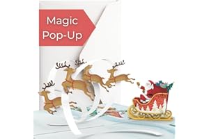 ‎HARTENSTELER Hartensteler® Pop-Up Karte Weihnachtsschlitten und Rentier mit Umschlag - 3D Weihnachtskarte für Kinder (Mädchen und Jungen), Frau oder Freundin - Geschenkkarte für Winter, Weihnachtszeit