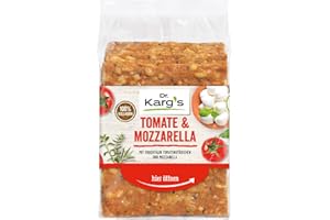 ‎DR KARG Dr. Karg’s Knäckebrot Tomate-Mozarella - knusprig, vegetarisch, fruchtige Tomatenstückchen & Mozarella, reich an Ballaststoffen, 100% Vollkorn & ohne Zusatzstoffe, 10 x 200g