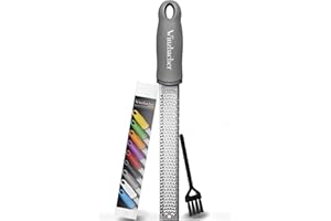 Winzbacher – Râpe Zesteur Premium | Râpe à Parmesan, Citron, Muscade, Gingembre | Lame en Acier Inoxydable Ultra-Tranchante | Passe au Lave-Vaisselle | Brosse de Nettoyage Incluse