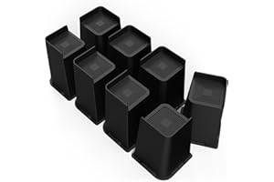 MXMZHXU Möbelerhöhung 20 cm, L-Form Betterhöhung, Heavy Duty Unterstützung bis 6000lbs, Übergroße Bett Lifts für Bett, Couches, Tische, Sofa, Schreibtische (Schwarz, 20cm-8Stück)