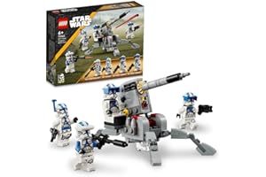 LEGO 75345 Star Wars Zestaw Bitewny – Żołnierze-klony z 501. legionu, Zestaw klocków, Działo Przeciwpancerne AV-7, Działko Sprężynowe i 4 Minifigurki